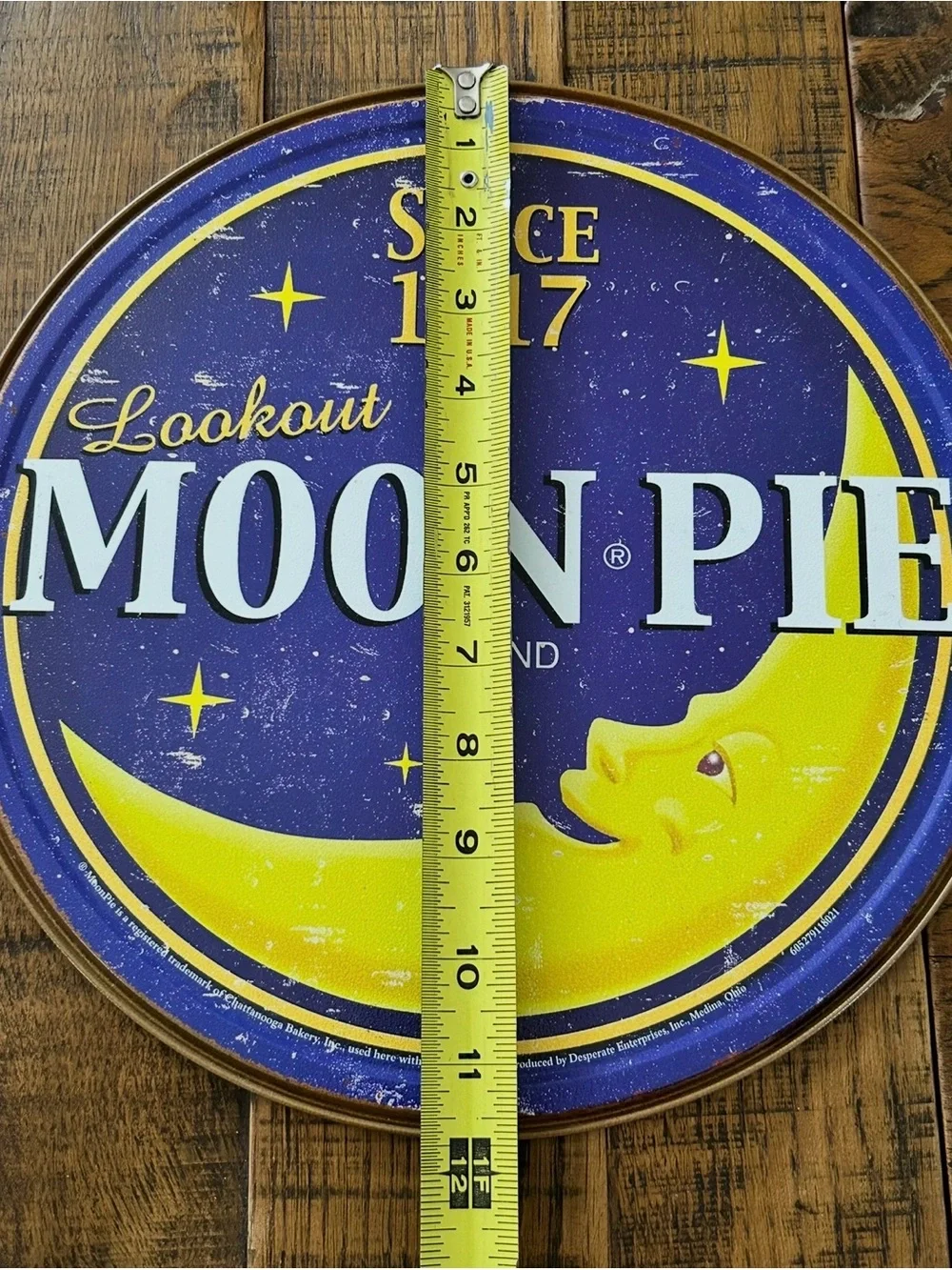 Moon Pie Lookout Since 1917 Round Wall Sign - Navy & Yellow